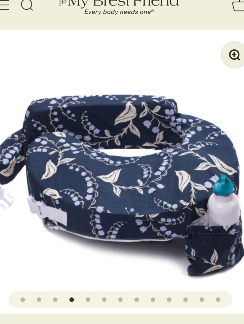Navy Floral Nursing Support Pillow with Bottle Pocket